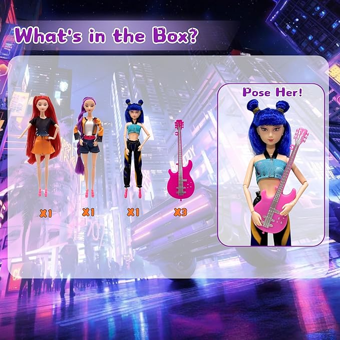 2025 New11.5''Singer Fashion Doll with Accessories and Trendy Outfits Set,Articulated/Made to Move Girl Group Dolls, Idea for Enthusiast Fan (Music Guitar Accessories Sets)