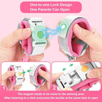 Accmor Anti Lost Wrist Link with Induction Lock, 2 Packs Upgraded Toddler Leash, Reflective Kids Wrist Leash for Baby, Magnetic Unlock Child Walking Wristband Leash for Boys Girls (Rose + Dark Blue)