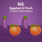 BioSwiss Bandages, Eggplant and Peach Shaped Adult Self Adhesive Bandage, Latex Free Sterile Wound Care, Funny First Aid Kit Supplies for Adults, 50 Count