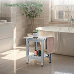 HDPE Shower Bench Seat Capacity 300LB, Waterproof Bathroom Stool with Side Carry Holes, Compact 16.8" L Design, Non-Slip Shower Seat for Elderly, Shaving Legs & Spa - Indoor/Outdoor Use (Gray)