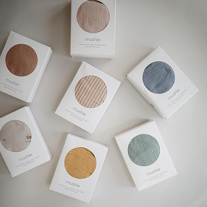 mushie Extra Soft Muslin Fitted Crib Sheet | 192 Thread Count | 28"x 52"(Natural)