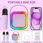 Fede Karaoke Machine for Kids Adults, Mini Karaoke Machine with 2 Wireless Microphones, Portable Bluetooth Speaker with Voice Changing Effects & LED Lights, Best Gifts Toys for Girls and Boys