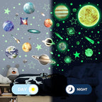 Glow in The Dark Stars and Planets for Ceiling, Robmoda Glow Solar System Wall Stickers, Space Wall Decals for Kids Boys Room (Green)
