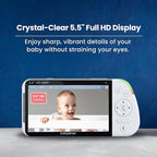 Babysense Full HD 5.5" Split Screen Baby Monitor with 2 Cameras, 6-Color Night Light, White Noise, Sound & Light Machine, 20-Hour Battery, Hack-Proof Non-WiFi Secure Connection