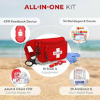 Ever Ready First Aid, Fanny Pack/Hip Pack, Fully Stocked First Aid Kit with Adult & Infant CPR Combo Masks with Beaty
