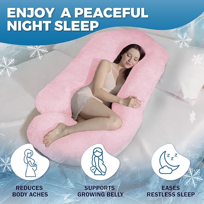 PILLANI Pregnancy Pillows for Sleeping - V C U Shaped Full Body Pillow with Removable Cover, 57inch Cooling Maternity Pillow for Pregnant Women, Support for Back Belly Legs Hip - Pregnancy Must Haves