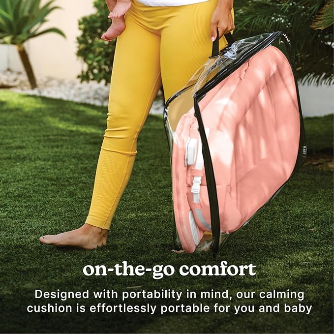 MyBaby 3-in-1 Calming Baby Cushion, Soothing Comfort for Newborns & Infants, Snuggling Sensation, Sound and Vibration, Designed for Safety, Rechargeable & Machine-Washable, by Homedics, Coral