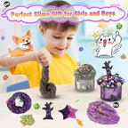 LAWOHO 6 Packs Purple Black Slime Kit - Cloud, Butter & Clear Slime, Slime for Kids with Spooky Slimes Add-ins, Slime Kit for Boys & Girls Birthday Halloween Party Favors Christmas Easter Gifts
