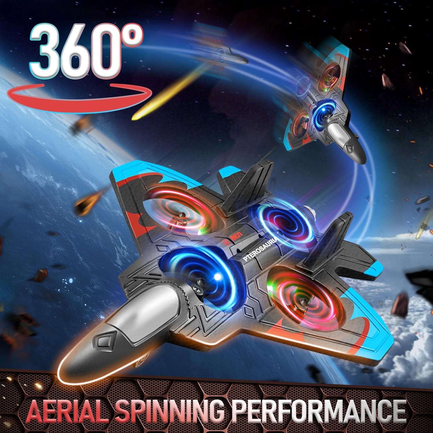 V32 Foam Remote Control Airplanes, 2.4Ghz 4CH RC Planes for Kids, RC Fighter Jet Toys with LED Light, 360° Flip, Auto Hover, Easy to Fly Remote Control Aircraft Toy Gift for Kids and Beginner