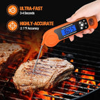 Digital Meat Thermometer for Grilling, Candy Thermometer Instant Read Food Thermometer Waterproof with Backlight for Cooking, Deep Fry, BBQ, Grill, Smoker and Roast (Orange)