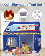 Kids Play Tent, Toddler Tent for Kid Indoor & Outdoor, 48.5"x39.4"x48.5" Playhouse Tents with Complete Toys Set, Kids Tent 3 Window, Lights and 5 Balloons