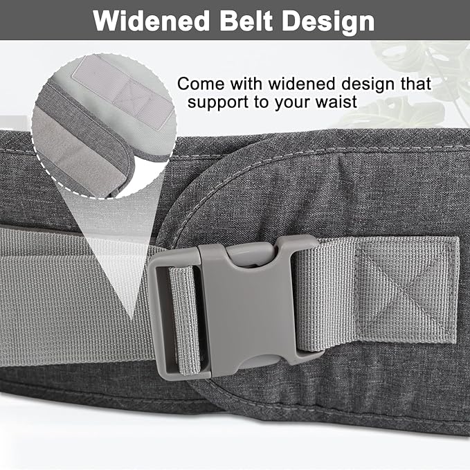 Baby Hip Carrier, Baby Carrier with Adjustable Waistband & Breathable Mesh, Ergonomic Carrier with Non-Slip Hip Seat Surface for Newborns & Toddlers, Grey