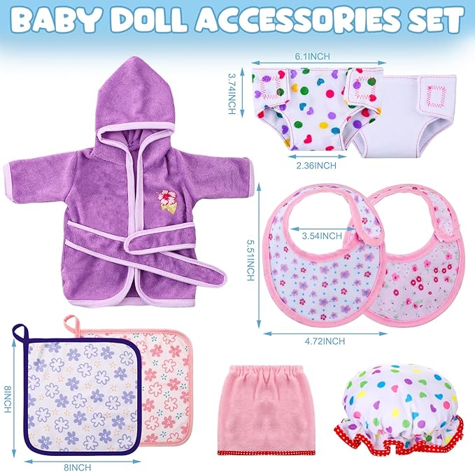 21 Pcs Baby Doll Accessories Baby Doll Diaper Bag Set with Accessories Include Diaper Disappearing Milk Bottles Pacifier Bib Feeding and Caring Set for Boys Girls Birthday Gifts