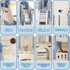 XJD 9 in 1 Toddler Slide Set, Kids Slide for Toddlers Age 1+, Toddler Climber Slide PlaySet with Basketball Hoop and Ball,Outdoor Indoor Playground for Toddlers 1-3 (Blue)