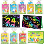 ZMLM Rainbow Scratch Party Favors Kids: Birthday Gifts Toy Bulk Scratch Art Notebook 24 Pack Birthday Goodie Bags Stuffers Girls Boys Art Craft Pad Classroom Prizes School Teacher Supplies (Easter)