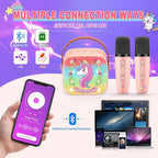 Unicorn Mini Karaoke Machine Toys: Kids Toys Girls Birthday Gifts Age 3-12+ LED Portable Bluetooth Speaker with 2 Wireless Microphone Gift Toy for 4 5 6 7 8 9 Years Old Girl Boy Kid Adult