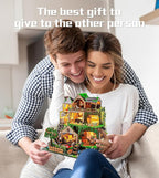 Spilay Miniature Dollhouse Miniature House Kit,DIY Kit Mini Modern Villa Model with Music Box ，Best Christmas Birthday Gift.(Fairy Tale Forest)