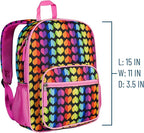 Wildkin ECO rPET Kids Backpack – Recycled, Padded, Adjustable for School & Travel – Rainbow Hearts