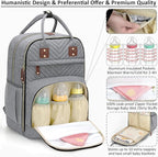 Diaper Bag Backpack for Women with Changing Pad, Baby Bag with Insulated Pockets Multifunctional Diaper Bags For Baby Girl Boy Waterproof Baby Bags For Boys Girls Maternity Bag Grey