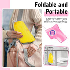 Portable Potty Seat for Toddler Travel - Foldable Non-Slip Potty Training Toilet Seat Cover for Girls, Baby Kids with Drawstring Bag (Pink Owl)