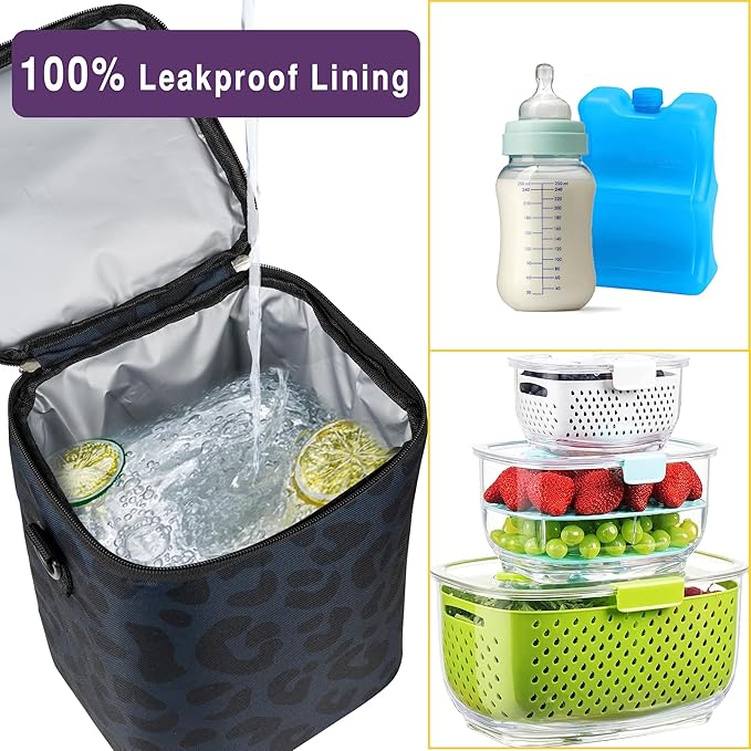 Breastmilk Cooler Bag with Ice Pack Fits 4 Bottles Up To 9 Ounce Insulated Breast Milk Cooler on the Go with Strap Baby Bottle Cooler Bag for Nursing Mom Daycare or Travel