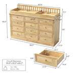 Homsee Baby Changing Table Dresser, 100% Solid Wood Infant Diaper Changing Station Combo, 12-Drawer Baby Nursery Dresser with Removable Tray for Children's Room Bedroom, Nature Color