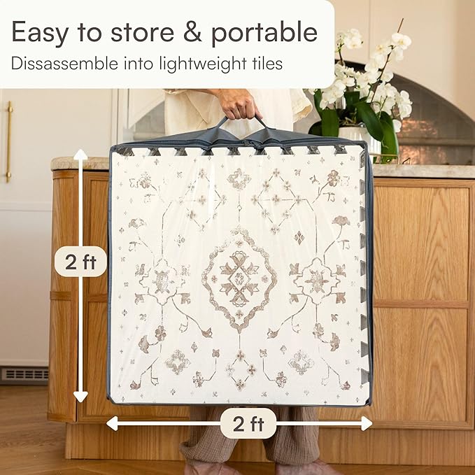 Baby Play Mat for Floor – 6x8ft Vintage Coffee | Soft Non Toxic Premium EVA Foam Tiles for Tummy Time, Crawling & Playroom – Waterproof Floor Mat for Babies & Toddlers Lillefolk (12 Tiles)