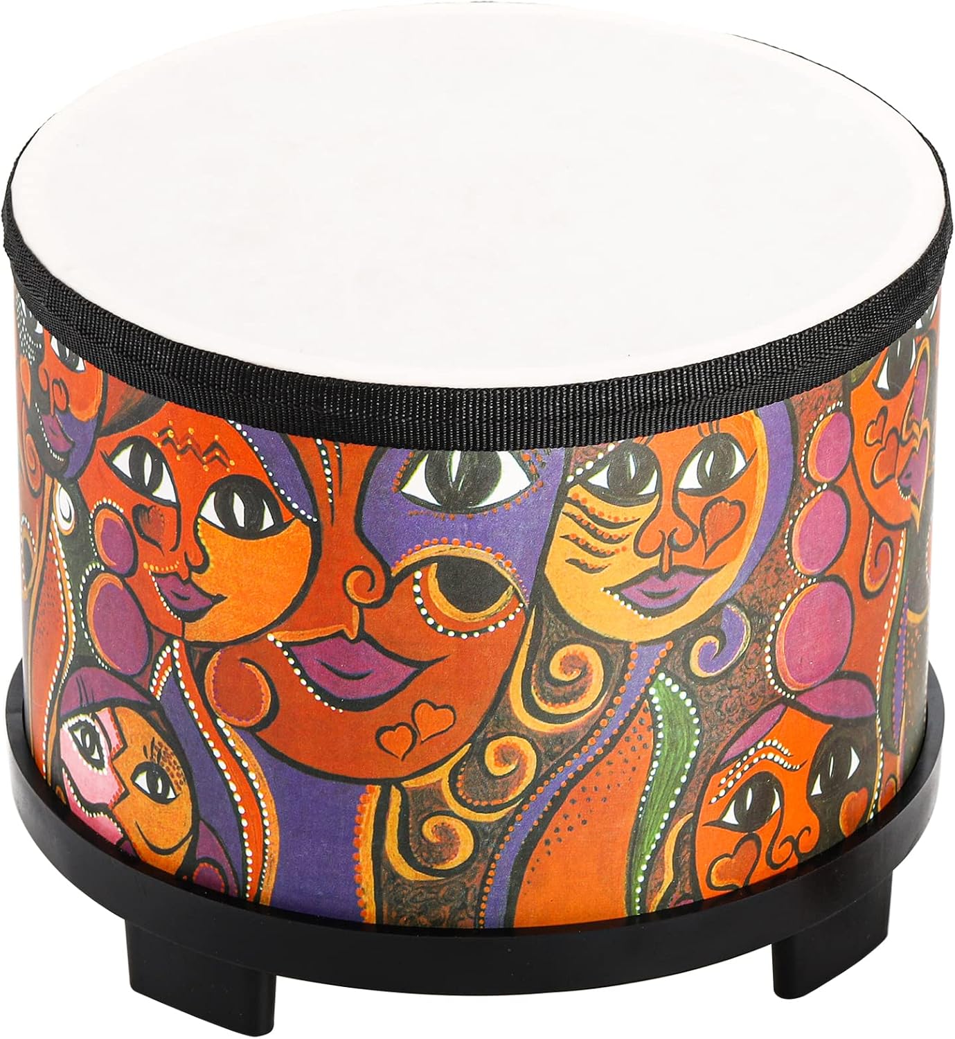 Tosnail 8 Inch Floor Tom Drum with Storage Bag and Mallets for Kids, Percussion Instrument Musical Toy for Children, Toddlers, Christmas Birthday Gift - Face Pattern