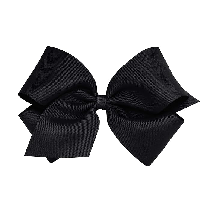 Wee Ones Baby Girls' King Grosgrain Hair Bow on a WeeStay Clip w/Plain Wrap - Black,One Size