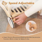 Wooden Baby Walker Doll Stroller | Adjustable Speed Shopping Cart for Toddlers 1-3 | Baby Push Walker - Pretend Play Grocery Cart | Natural Wood Stroller Push Toys for Babies Learning to Walk