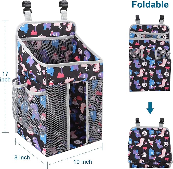 Accmor Hanging Baby Diaper Caddy Organizer, Diaper Stacker, Baby Crib Hanging Classified Storage Bag Organizer for Changing Table, Crib, Playard or Wall & Nursery Organization, Black