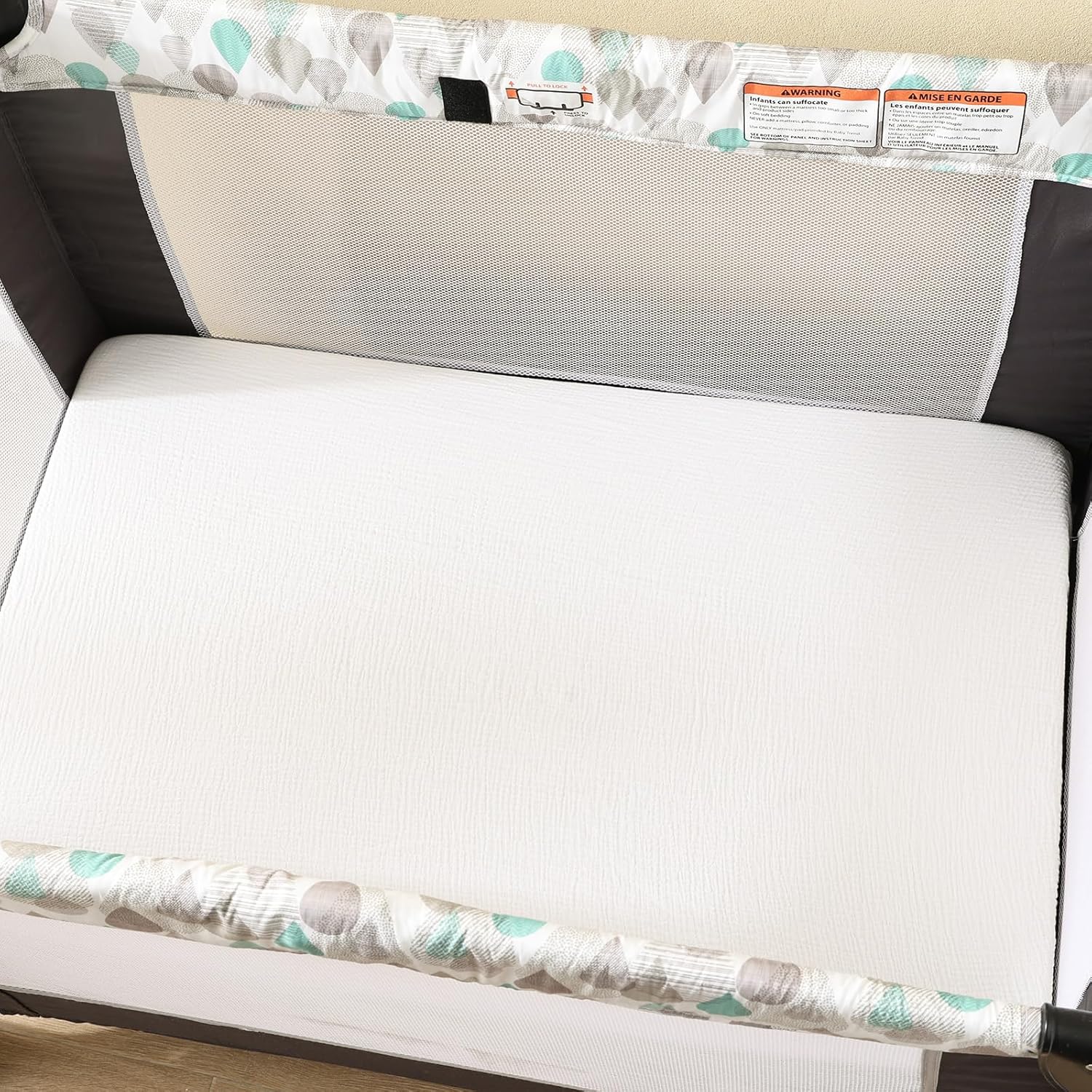 david's kids Muslin Mini Crib Sheets, 2 Pack Cotton Pack N Play Sheets for Boys Girls Neutral, Soft Breathable Baby Sheets Fit Pack N Play, Playard and Mini Crib Mattresses, Snow White & English Rose