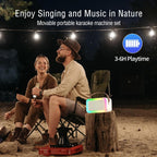 Mini Karaoke Machine,Funny Toys Christmas Birthday Gifts for Kids Age 4-12 Girls,Boys,Adults, Karaoke Microphone Toys for 4,5,6,7,8,9,10,11,12+ Year Old Girls Boys (Beige 1 mic -Rainbow Lights)