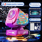 2025 Upgraded Bubble Machine with Remote Control, Automatic Rotation & RGB Lights, 1800mAh Rechargeable Battery, Type-C Charge, Bubble Maker for Kids, Weddings, Birthday Parties, Outdoor Activities