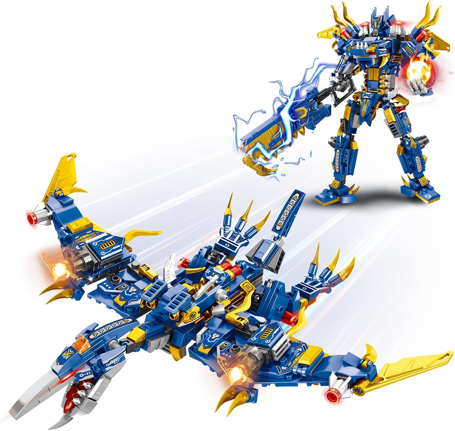 STEM 2 in 1 Pterosaur Dinosaur Building Kits, Transforming Mech Robot Building Sets for Kids Boys 6-10, Compatible with Lego Dinosaur Park World, Educational Gift Toy for Adults (511 PCS)