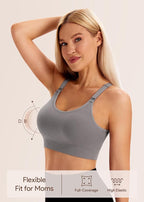 Angelhood Nursing Bras for Breastfeeding, Ribbed Nursing Sports Bra Yoga Maternity Bras Pregnancy Sleep Bralette