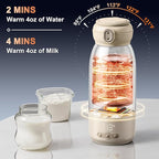 Portable Bottle Warmer for Travel, 17 Oz Baby Bottle Warmer, Super Fast Charging Milk Warmer with Adjustable Temp & Keep Warm for Formula, Breastmilk, Rechargeable & Cordless Water Warmer
