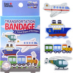 BioSwiss Bandages, Transportation Shaped Self Adhesive Bandage, Latex Free Sterile Wound Care, Fun First Aid Kit Supplies for Kids and Adults, 24 Count