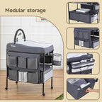 Baby Changing Table, Versatile Portable Folding Changing Table, Waterproof Diaper Changing Station with Waste Basket, Adjustable Height with 2 Drawers, Baby Changing Station