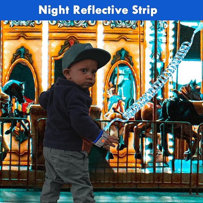 Accmor Anti Lost Wrist Link with Induction Lock, 2 Packs Upgraded Toddler Leash, Reflective Kids Wrist Leash for Baby, Magnetic Unlock Child Walking Wristband Leash for Boys Girls (Rose + Dark Blue)