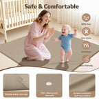 Baby Play Mat 47x47 Inches, Extra Thick 1.2" Foam Floor Mat for Tummy Time & Crawling, Waterproof Non-Slip Faux Leather Playpen Mat for Infants Toddlers, Indoor Outdoor Gym Activity, Brown
