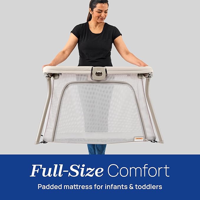 Chicco Alfa Lite Lightweight Travel Playard, Portable Playpen for Babies and Toddlers, Snap-Open/Compact Fold Design, 13 lbs., Baby Travel Essential | Dove/Beige