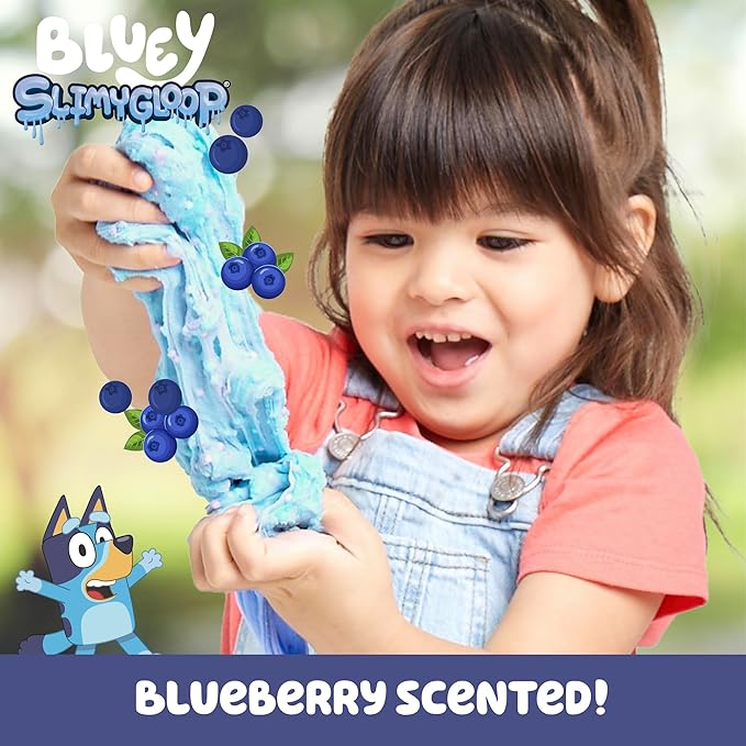 Bluey Premium Cloud Slime, Blueberry-Scented Fluffy Slime, Pre-Made Slime for Kids with Mix-Ins, Bluey Toys, Party Favors for Kids 8-12, Bluey Party Favors, Girls Toys 8-10, Toddler Travel Toys