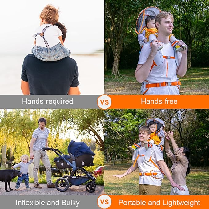 Baby Shoulder Carrier Baby Hiking Backpack Carrier with Rain Cover Sun Shade for Child Safe Backrest and Toddler Ergonomic Seat Holds 40 Pound for Children Between 6 Months-3 Years Old Babies