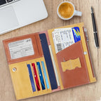 Real Leather Wallet Slim RFID Blocking Passport Holder Travel Document Organizer Blue (Brown)