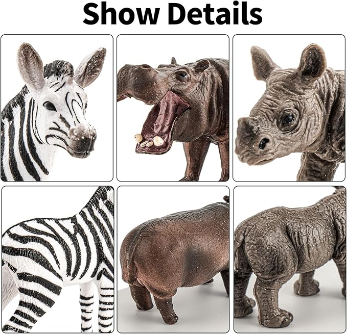 12PCS Realistic Safari Animals Figures Learning Toys Set, Large African Animal Toys, Wild Zoo Animal Toys, Educational Playset Toys for Boys Girls, Birthday Gift for Toddlers Kids