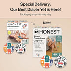 The Honest Company Clean Conscious Diapers for Delicate Skin | Up to 100% Leakproof | Hypoallergenic, Fragrance Free | Gender Neutral | Club Box, Size 6 (35+ lbs), 40 Count (Prints May Vary)