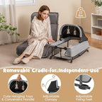 BABY JOY 4 in 1 Pack and Play, Portable Baby Playard with Bassinet & Diaper Changing Table, Infant Bassinet Baby Crib Activity Center with Toys & Oxford Bag from Newborn to Toddlers (Dark, Classic)