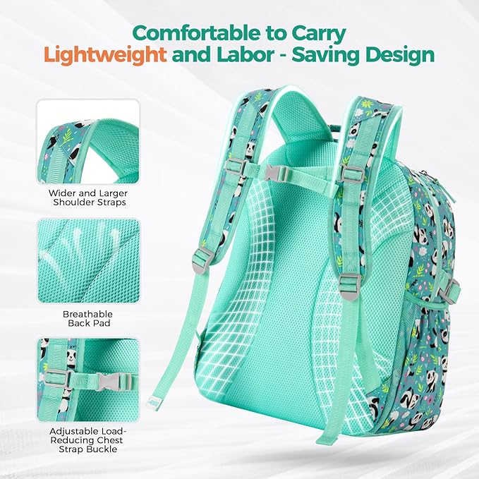 Choco Mocha Rainbow Backpack for Girls, Elementary School Backpack for Girls Ages 6-8 Kids Kindergarten Backpack Bookbag 17 Inch with Chest Strap, Blue