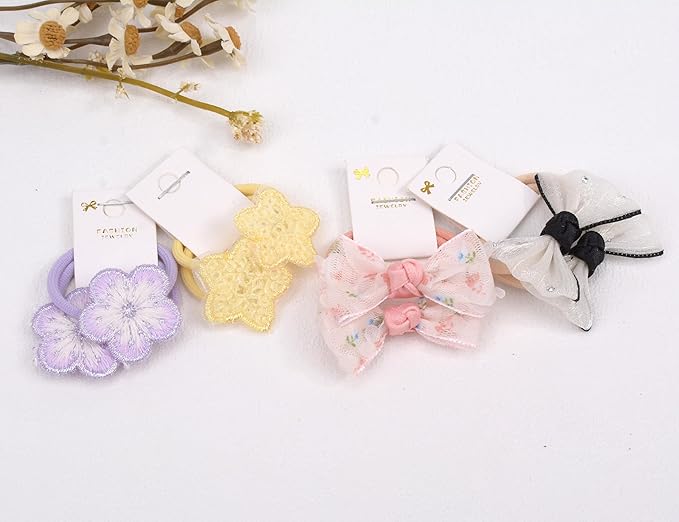 Baby Hair Ties with Bows for Toddler - 1.2 Inch Elastic Ponytail Holders Small Hair Ties For Baby Girls Infants Hair Accessories 30 Pieces